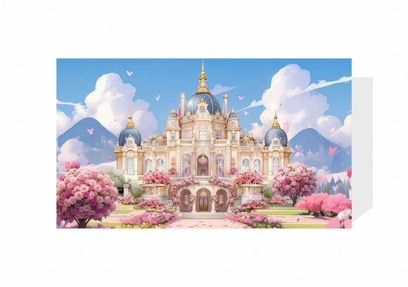 Painel Castelo com Flores 2,5x1,5m