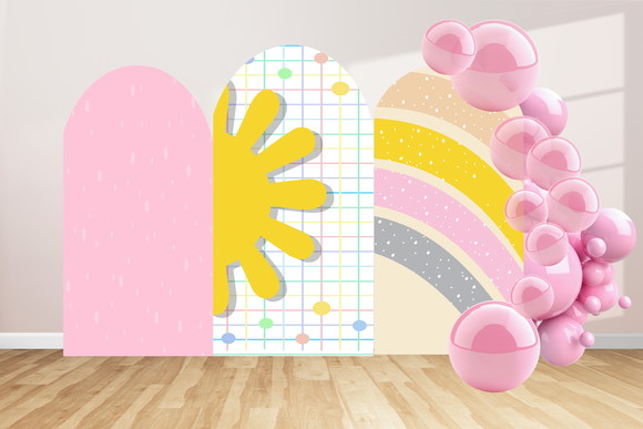 Painéis Romanos Arco Iris Boho Rosa | Arquivo Digital