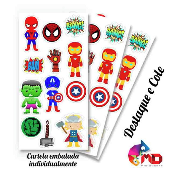 Cartela de Adesivos Vingadores Cute