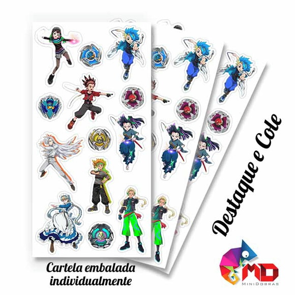 Cartela de Adesivos Beyblade x