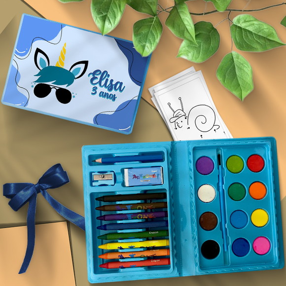 Estojo de Pintura - Unicórnio Menino Personalizado