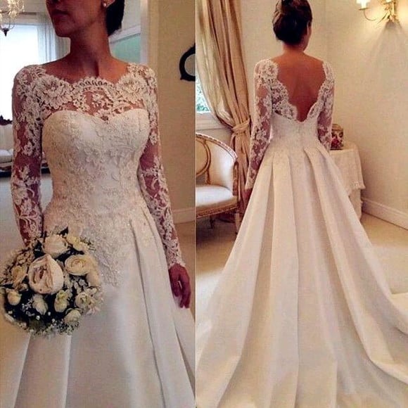 Vestido de Noiva Luxo com Mangas