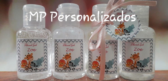 Alcool Gel Personalizado com Tag Redonda Grátis ADESIVADO
