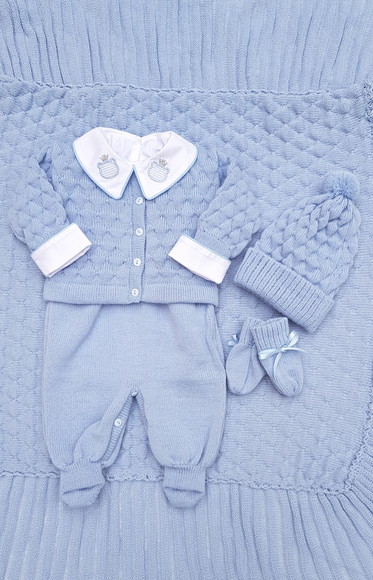Saída Maternidade Urso Azul Claro (p) 6 Peças
