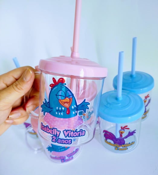 Copo Canudo Personalizado Galinha Pintadinha