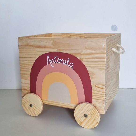 Baú Carrinho de Brinquedos Arco-íris
