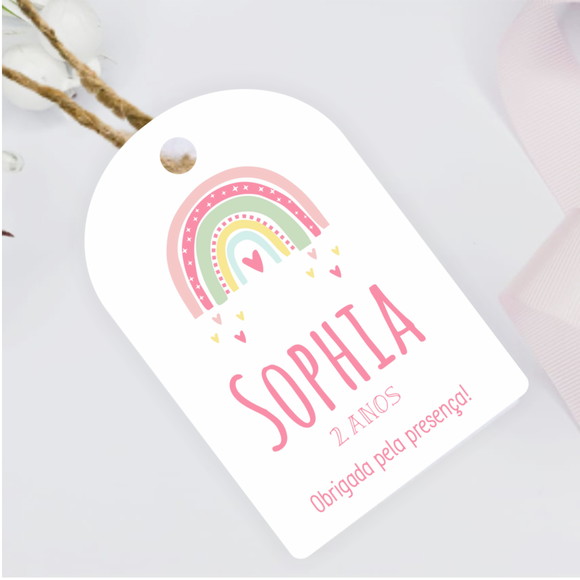 Tag de agradecimento Arco-Íris boho