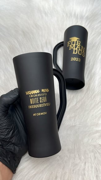 Caneca Premium Slim Personalizada Preto Fosco