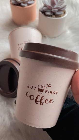 Copo Eco 250 ml Creme com Tampa Café
