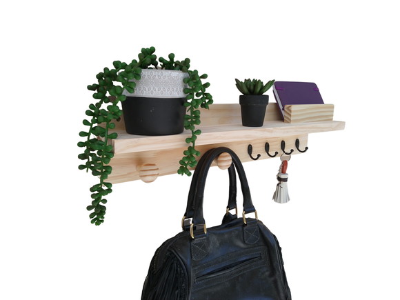 Cabideiro organizador bolsas chaves madeira pinus 50 cm