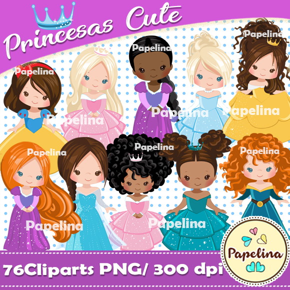 Kit Digital Princesas Cute ( 14 Kits)