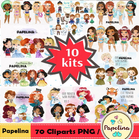 Super Kit Digital Princesas Aquarela