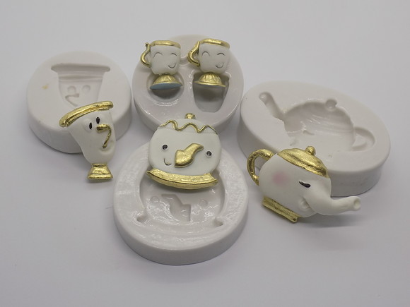 PM412 MOLDE SILICONE KIT LOUÇAS A BELA E A FERA