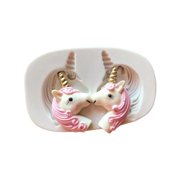 PM440 MOLDE DE SILICONE CONFEITARIA DOIS UNICÓRNIOS LELE