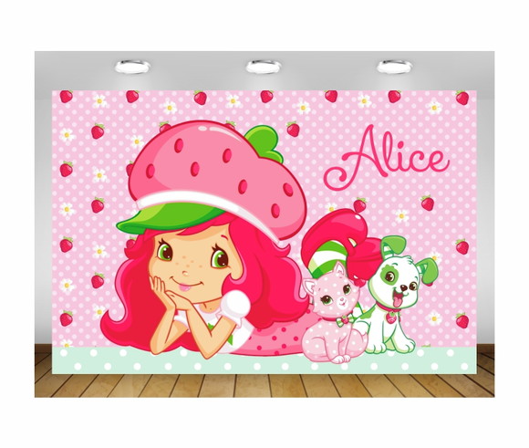 Painel da Moranguinho e Gato Pudim 1,50x1m -impressão Lona
