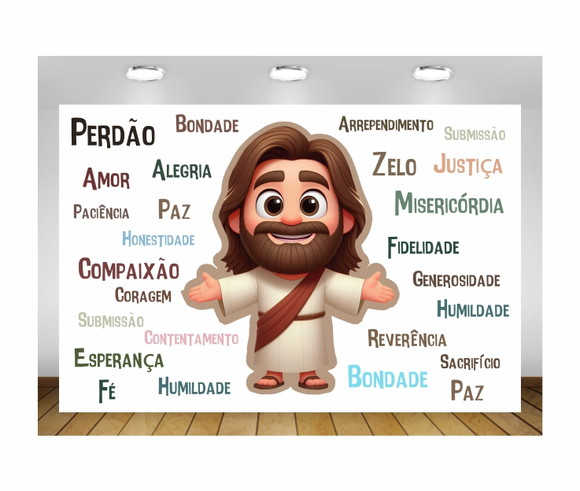Painel Jesus e as Crianças Sentimentos 1,50x1m - Lona