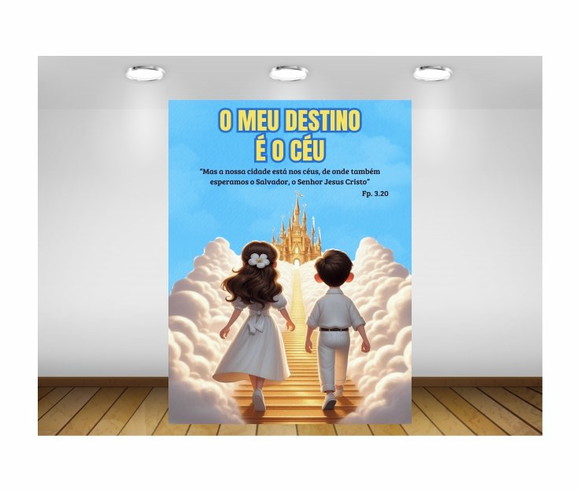 Painel Jesus Meu Destino É o Céu - 1x1,30m - Impressão Lona