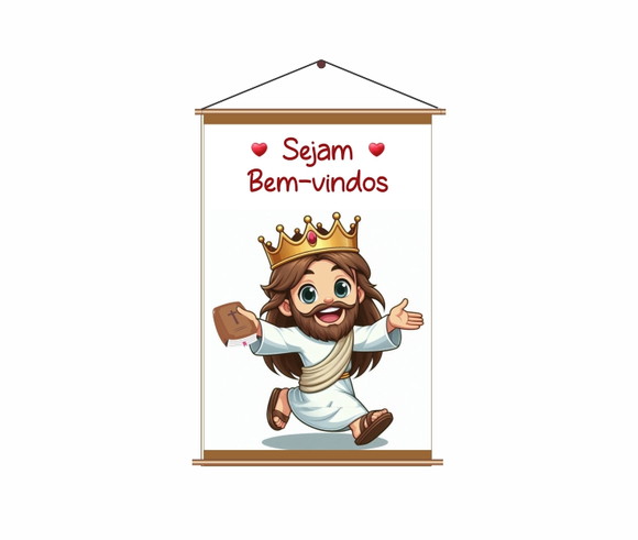 Painel Jesus Sejam Bem-vindos 0,60x1m - Impresso Lona