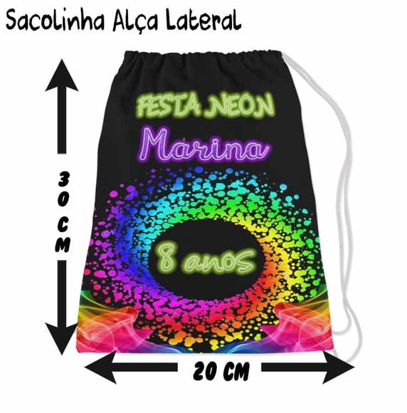 Mochilinha aniversario festa neon