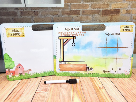 Lousa com Jogos Frente e Verso Lembrancinha Fazendinha