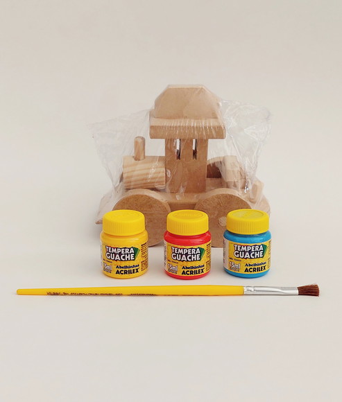 Trem Locomotiva + Kit Pintura - Pacote com 25 Lembrancinhas