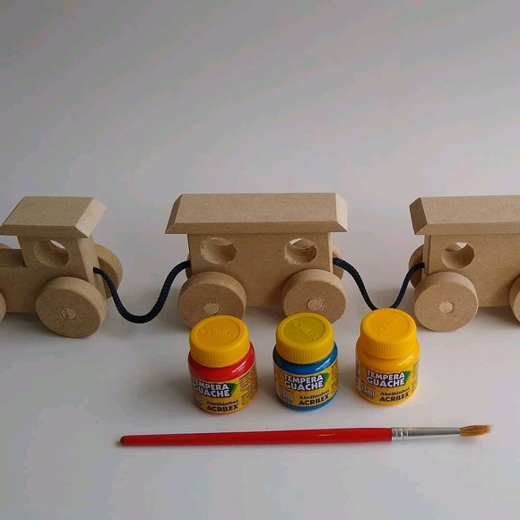 Trenzinho de Madeira e mdf Brinquedo para Pintar