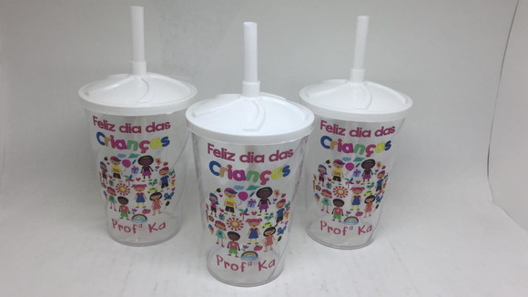 Copo Twister 300ml c/ Tampa Personalizado Dia das Crianças