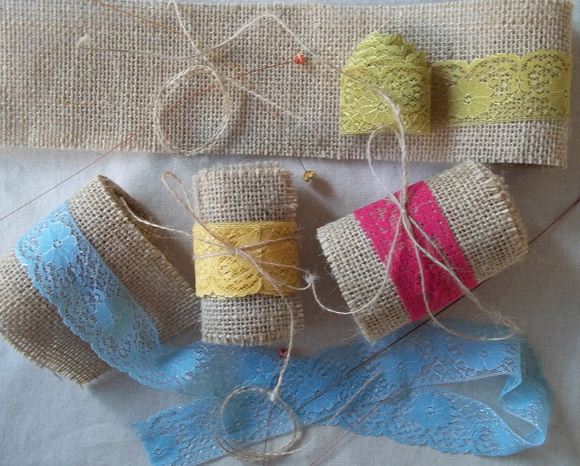 5 Mts Favores Casamento Juta 7cm + Renda 3,7 Cm + Cadarço
