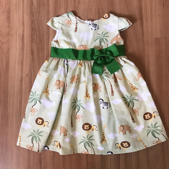 Vestido Infantil Safari Verde 10/12