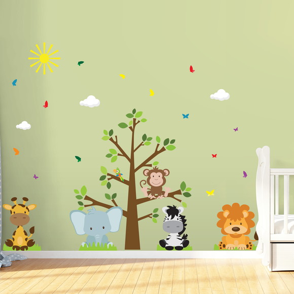 Adesivo de Parede Quarto Infantil Árvore Safari 150 x 210cm