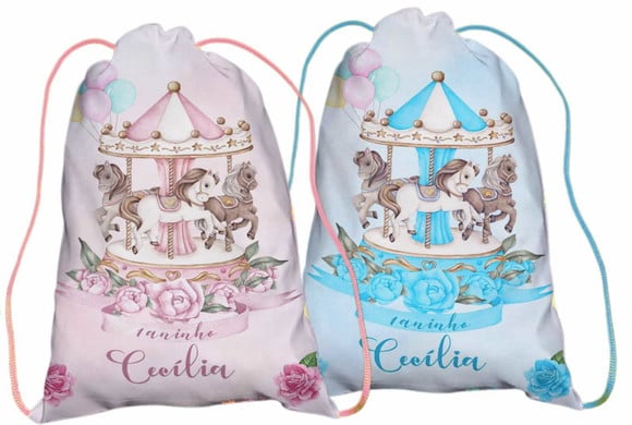Lembrancinha Mochilinha Personalizada Carrossel Encantado