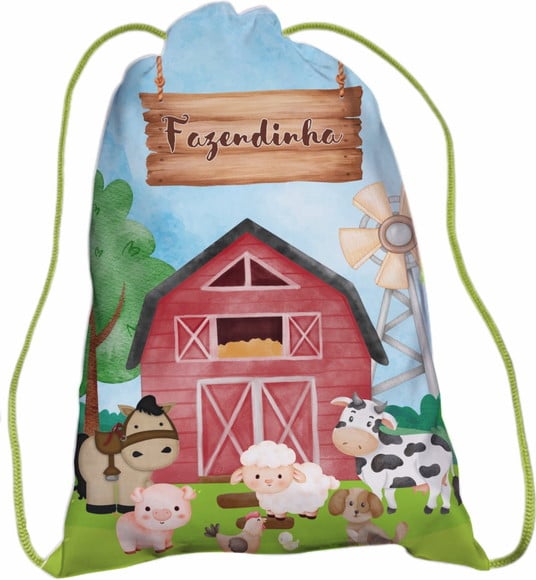 Mochilinha Personalizada Fazendinha - Animais da Fazenda