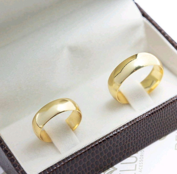 Par De Alianças 6mm banhada a ouro 18k casamento e noivado