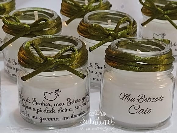 Lembrancinha Batizado Personalizada, Vela Perfumada no Pote