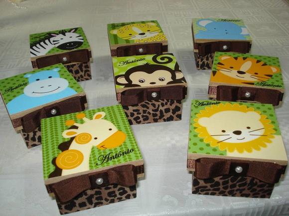 Lembrancinha Festa Safari Personalizada, Caixinha mdf