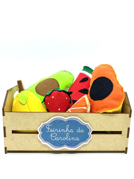 Comidinha em Feltro Kit Pedagógico Frutas Legumes no Caixote