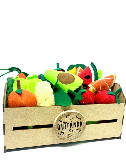 Comidinha Feltro Kit Pedagógico Frutas Legumes no Caixote Gr