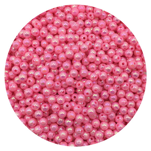 Bola Leitosa Irisada Rosa 6mm 30 Gramas (+ ou -300 Unid.)