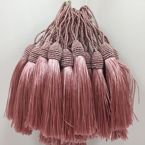 Franja Tassel com Tulipa Rosa Antigo 9cm 10 Unidades