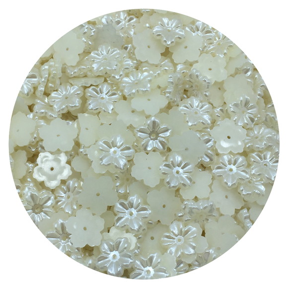 Meia Pérola Flor Creme 12mm 100 Unidades