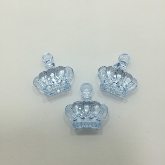 Pingente Coroa De Acrílico 2cm Azul