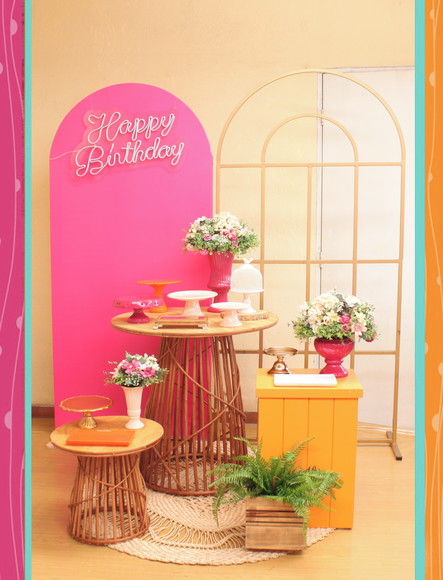 Decoração Pink e Laranja - Locação
