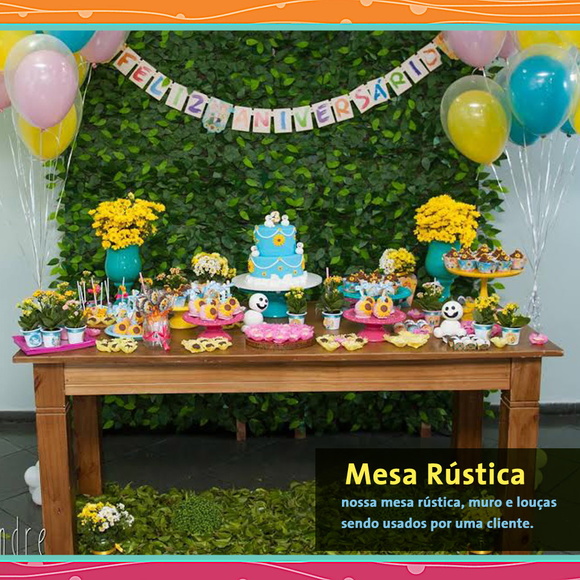Locação Mesa Rústica + Muro Inglês - Sp
