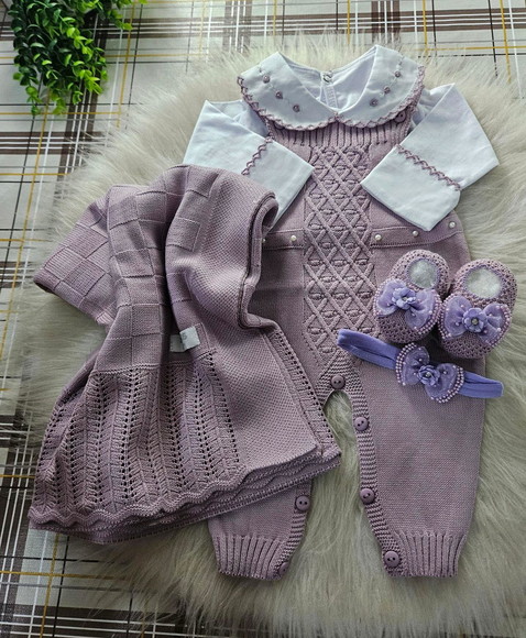 Saida Maternidade Linha Luxo 5 Peças Lilas
