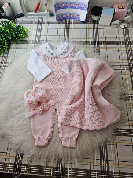 Saida Maternidade Linha Luxo 5 Peças Rosa