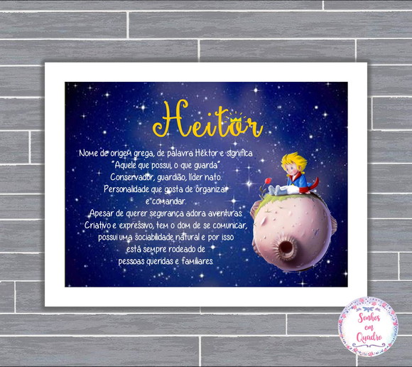 Quadro com Moldura Significado do Nome Heitor 21x30