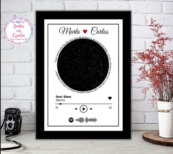 Quadro Mapa Das Estrelas Spotify Nossa História 21x30cm