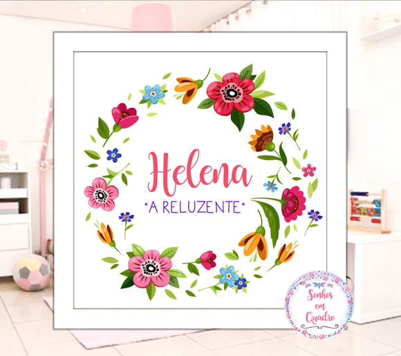 Quadro Personalizado Significado Nome Helena-moldura Vidro