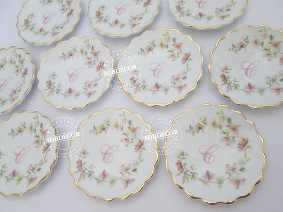 Joia do Dia de Porcelana Lembrancinha Aquarela Ouro