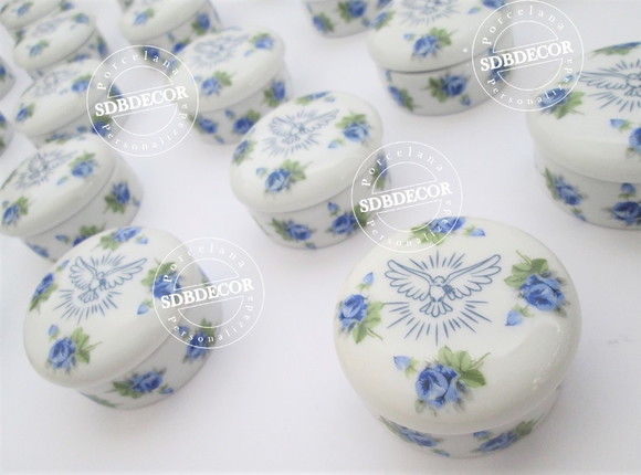 Lembrancinha de Batizado Batismo Porta Joia de Porcelana